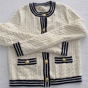 7 For All Mankind Cream and Black Cardigan